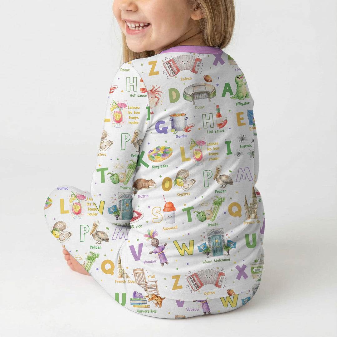 Alphabet of Lousiana Two Piece Long Sleeve Pajama Set