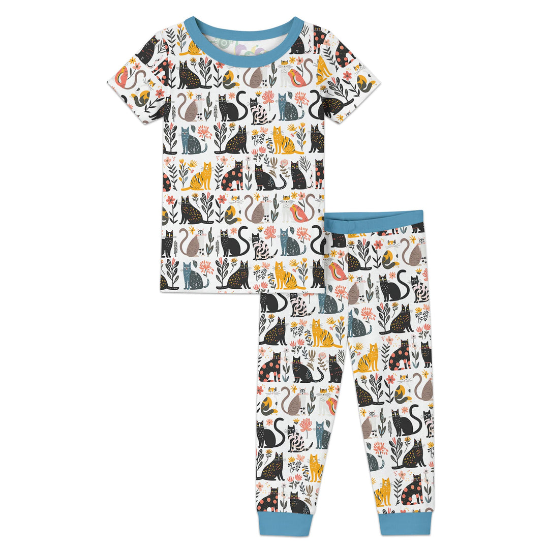 Botanical Cats Two Piece Short Sleeve Pajama Set
