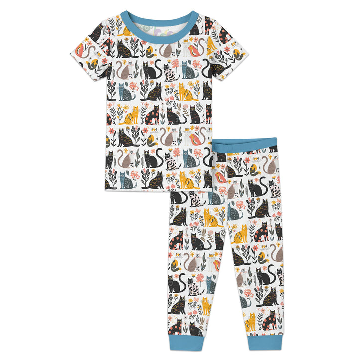 Botanical Cats Two Piece Short Sleeve Pajama Set