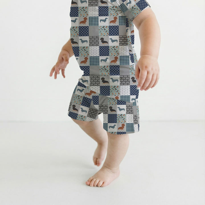 Playful Dachshund Delight Two Piece Short Sleeve Shorts Pajama Set