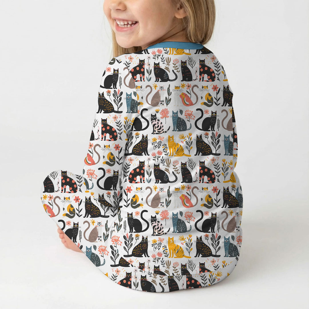 Botanical Cats Two Piece Long Sleeve Pajama Set