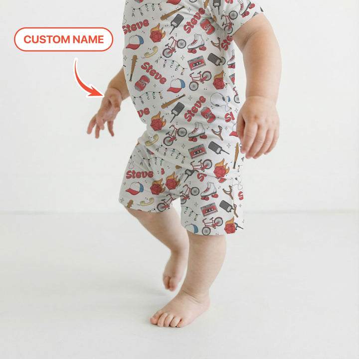 Custom Name Kids Adventure Two Piece Short Sleeve Shorts Pajama Set