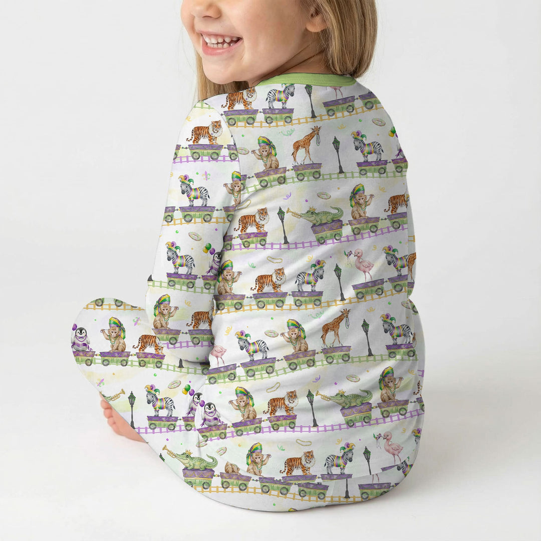 Mardi Gras Jungle Krewe Two Piece Long Sleeve Pajama Set
