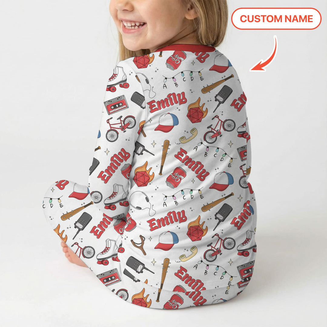 Custom Name Kids Adventure Two Piece Long Sleeve Pajama Set