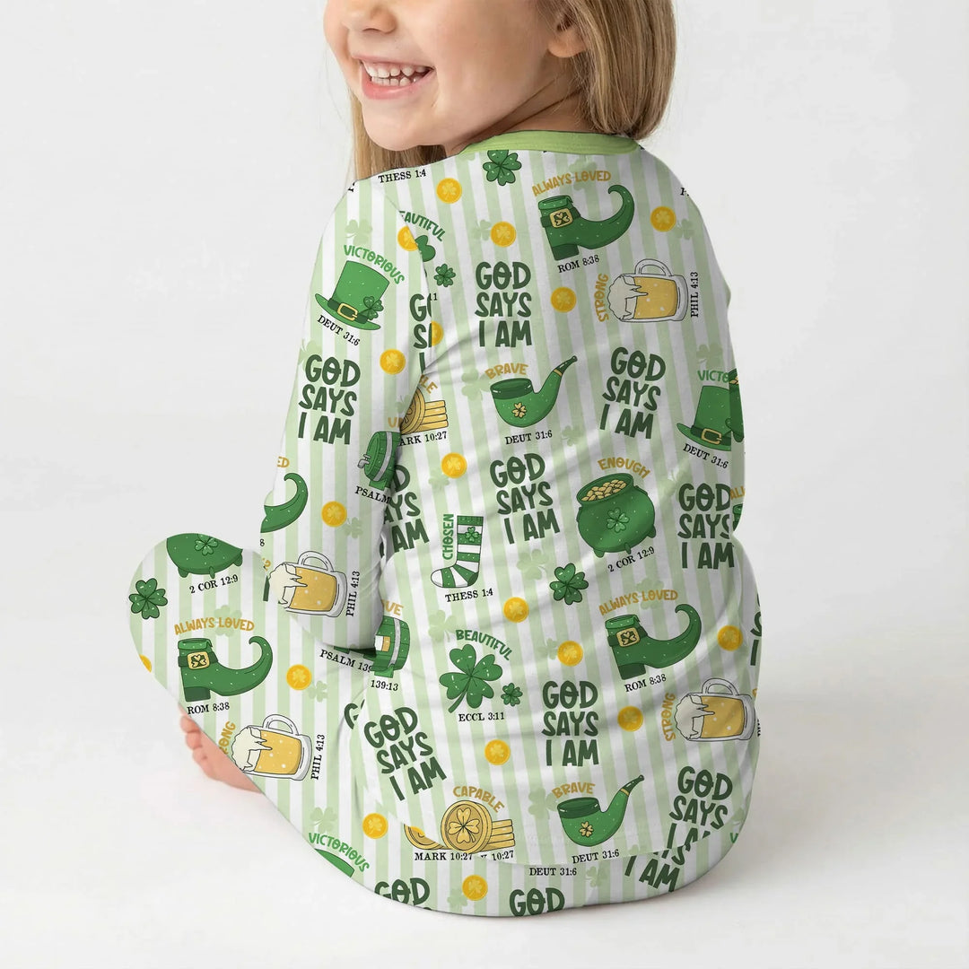 God Says I Am - Lucky & Loved Two Piece Long Sleeve Pajama Set