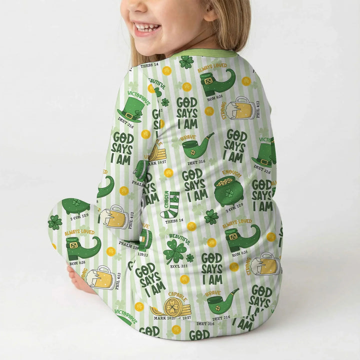 God Says I Am - Lucky & Loved Two Piece Long Sleeve Pajama Set