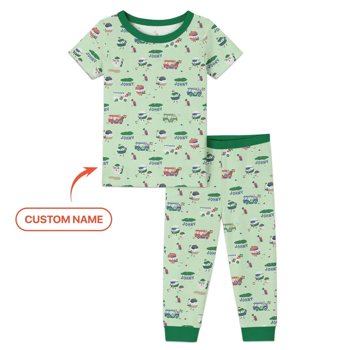 Cute Golf ball Two Piece Short Sleeve Pajama Set