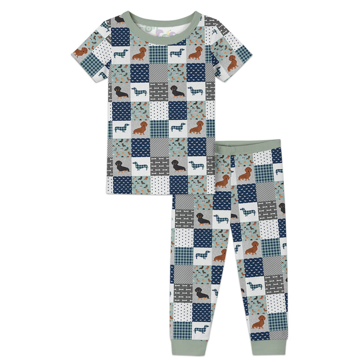 Playful Dachshund Delight Two Piece Short Sleeve Pajama Set