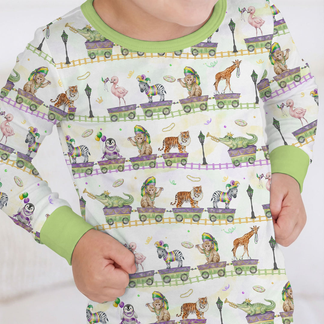 Mardi Gras Jungle Krewe Two Piece Long Sleeve Pajama Set