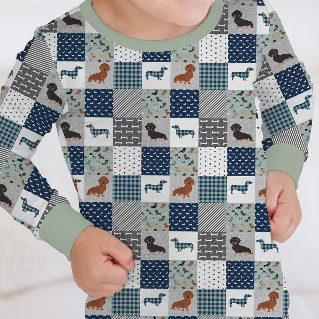 Playful Dachshund Delight Two Piece Long Sleeve Pajama Set
