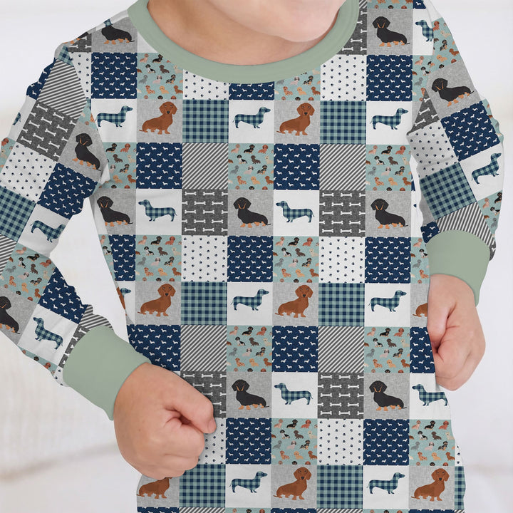 Playful Dachshund Delight Two Piece Long Sleeve Pajama Set