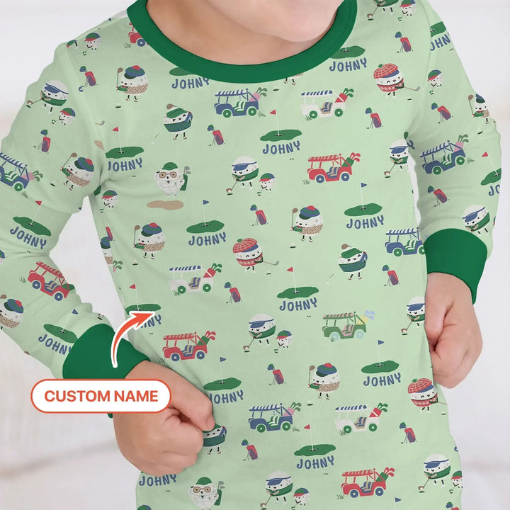 Cute Golf ball Two Piece Long Sleeve Pajama Set