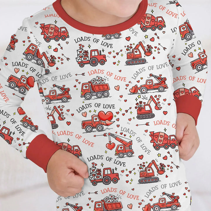 Construction Trucks Loads of Love Two Piece Long Sleeve Pajama Set