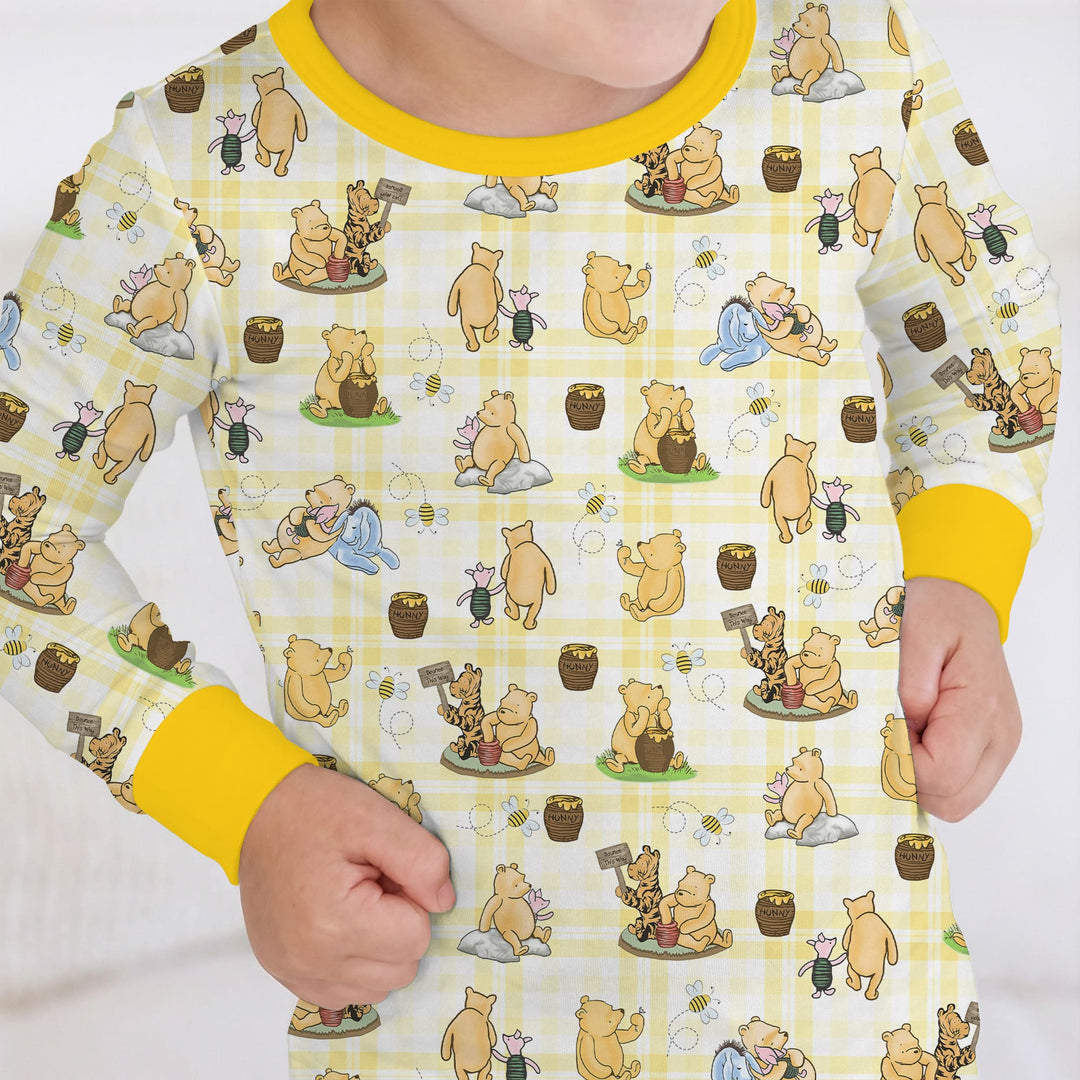Bear & Friends Yellow Plaid Two Piece Long Sleeve Pajama Set