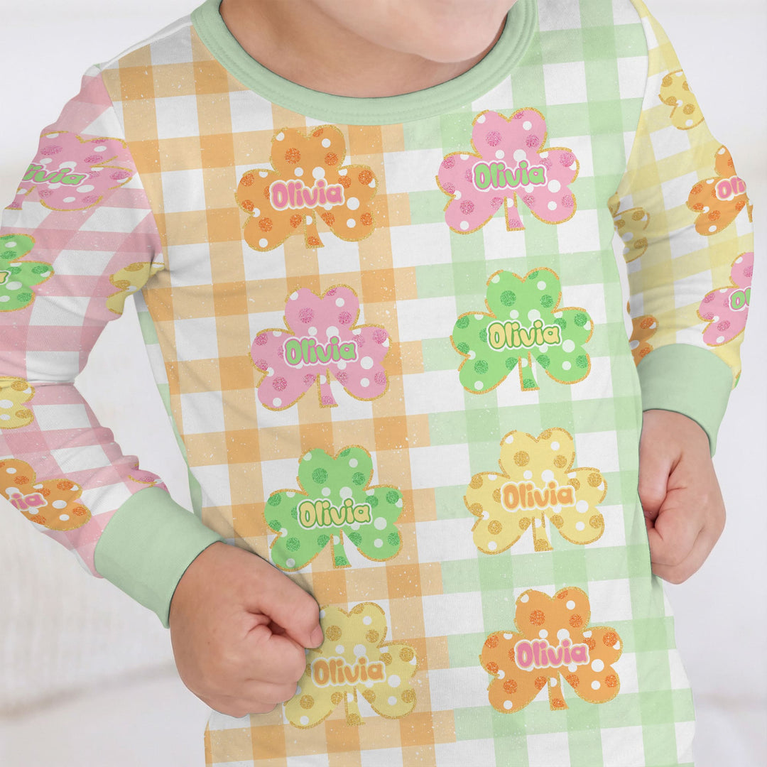 Lucky Shamrock Two Piece Long Sleeve Pajama Set