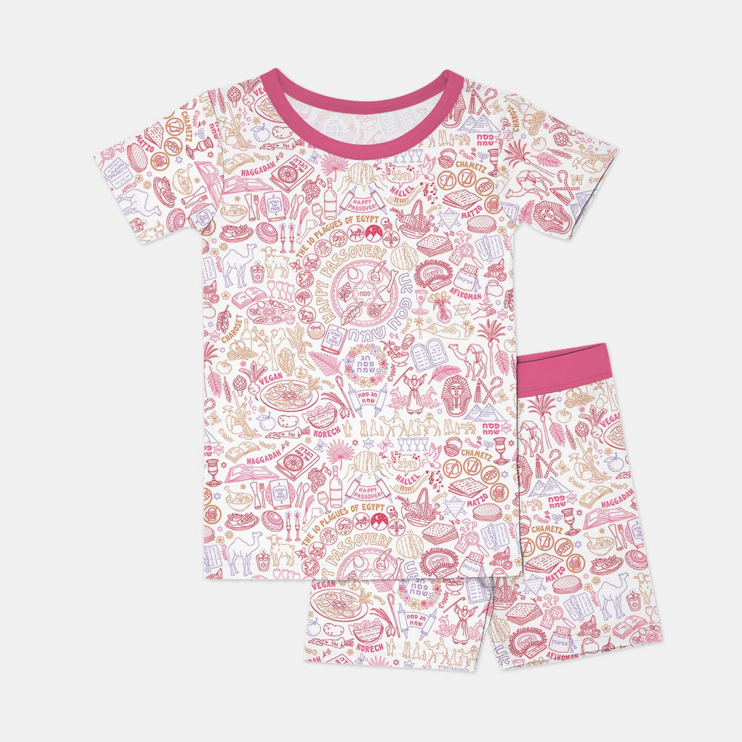 Template Zweiteiliges Pyjama-Set mit kurzen Ärmeln und Shorts