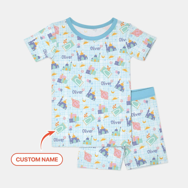 Ramadan and Eid Two Piece Short Sleeve Shorts Pajama Set