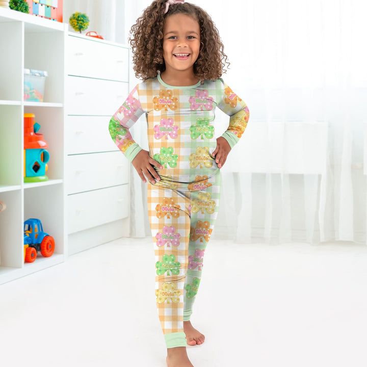 Lucky Shamrock Two Piece Long Sleeve Pajama Set