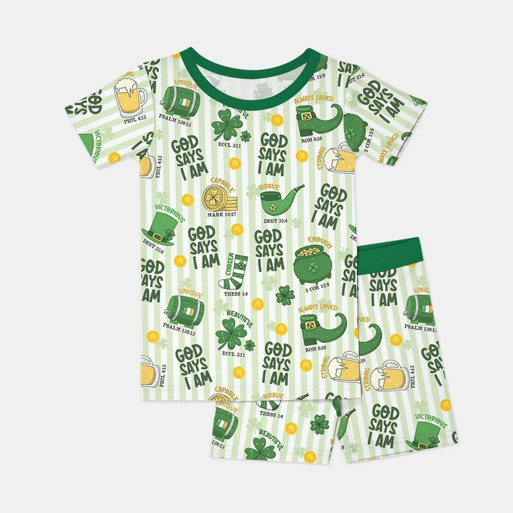 God Says I Am - Lucky & Loved Two Piece Short Sleeve Shorts Pajama Set