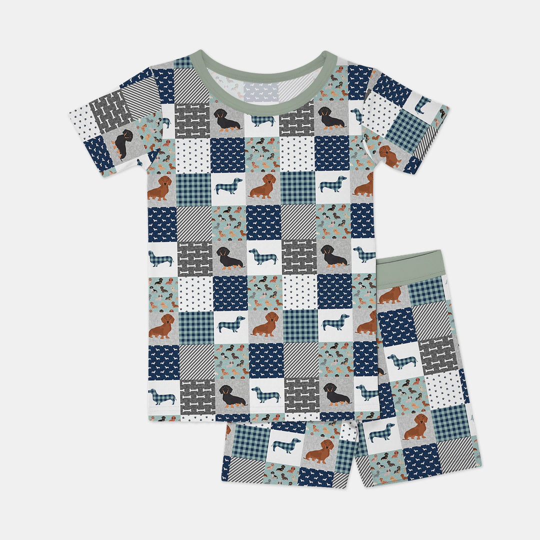 Playful Dachshund Delight Two Piece Short Sleeve Shorts Pajama Set