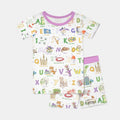 Pijama de dos piezas con pantalón corto y manga corta de bambú Alphabet of Louisiana