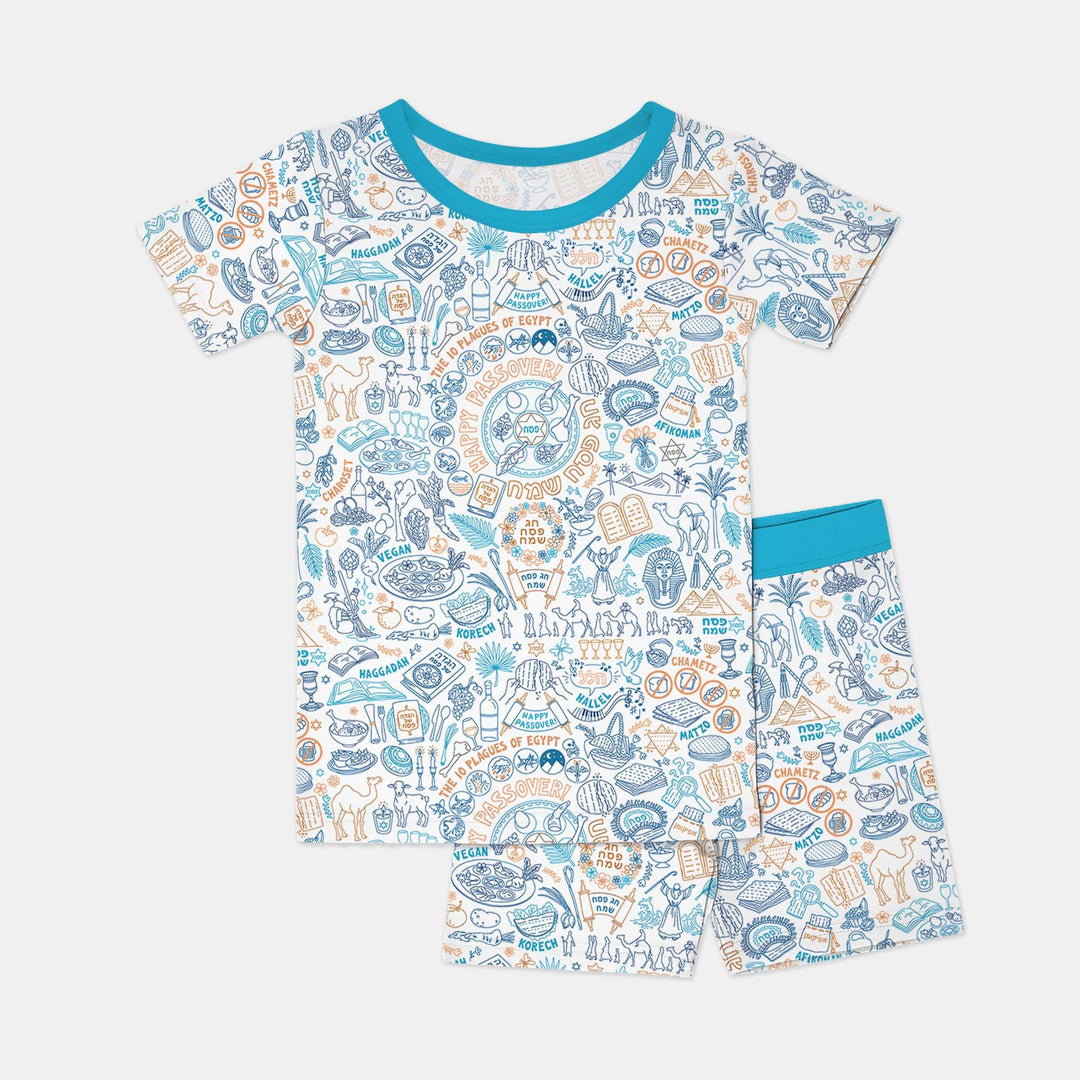 Template Zweiteiliges Pyjama-Set mit kurzen Ärmeln und Shorts