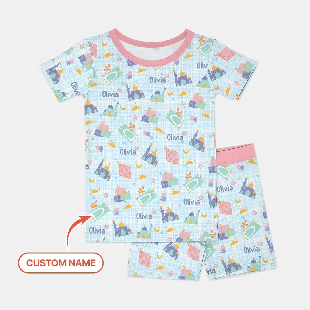 Ramadan and Eid Two Piece Short Sleeve Shorts Pajama Set