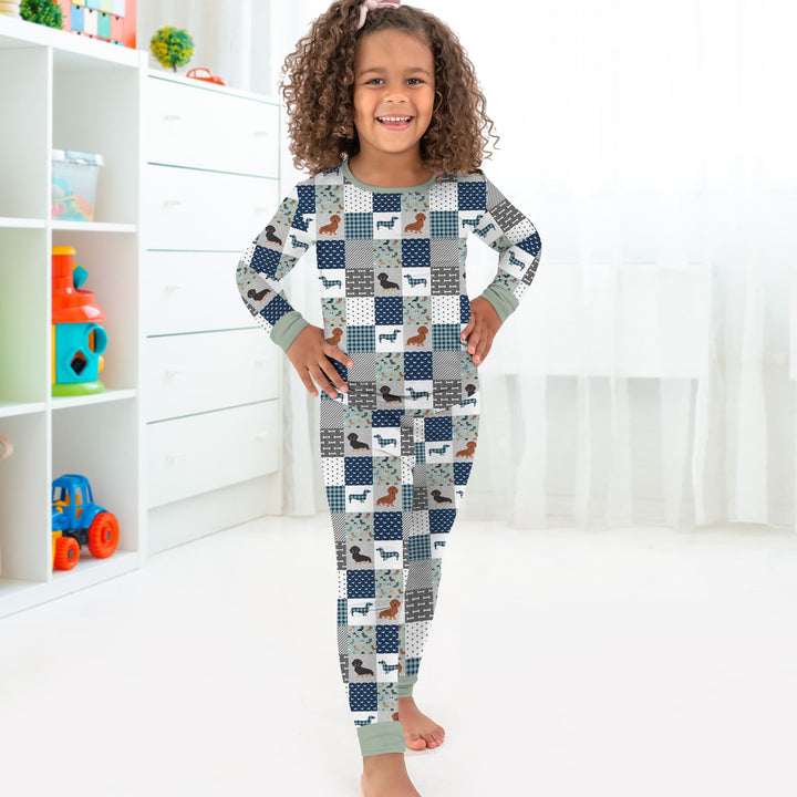 Playful Dachshund Delight Two Piece Long Sleeve Pajama Set