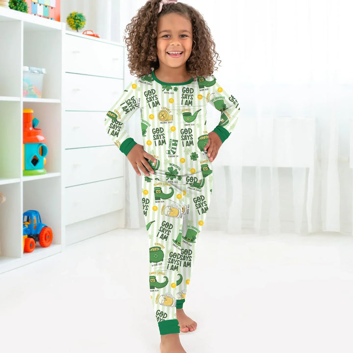 God Says I Am - Lucky & Loved Two Piece Long Sleeve Pajama Set