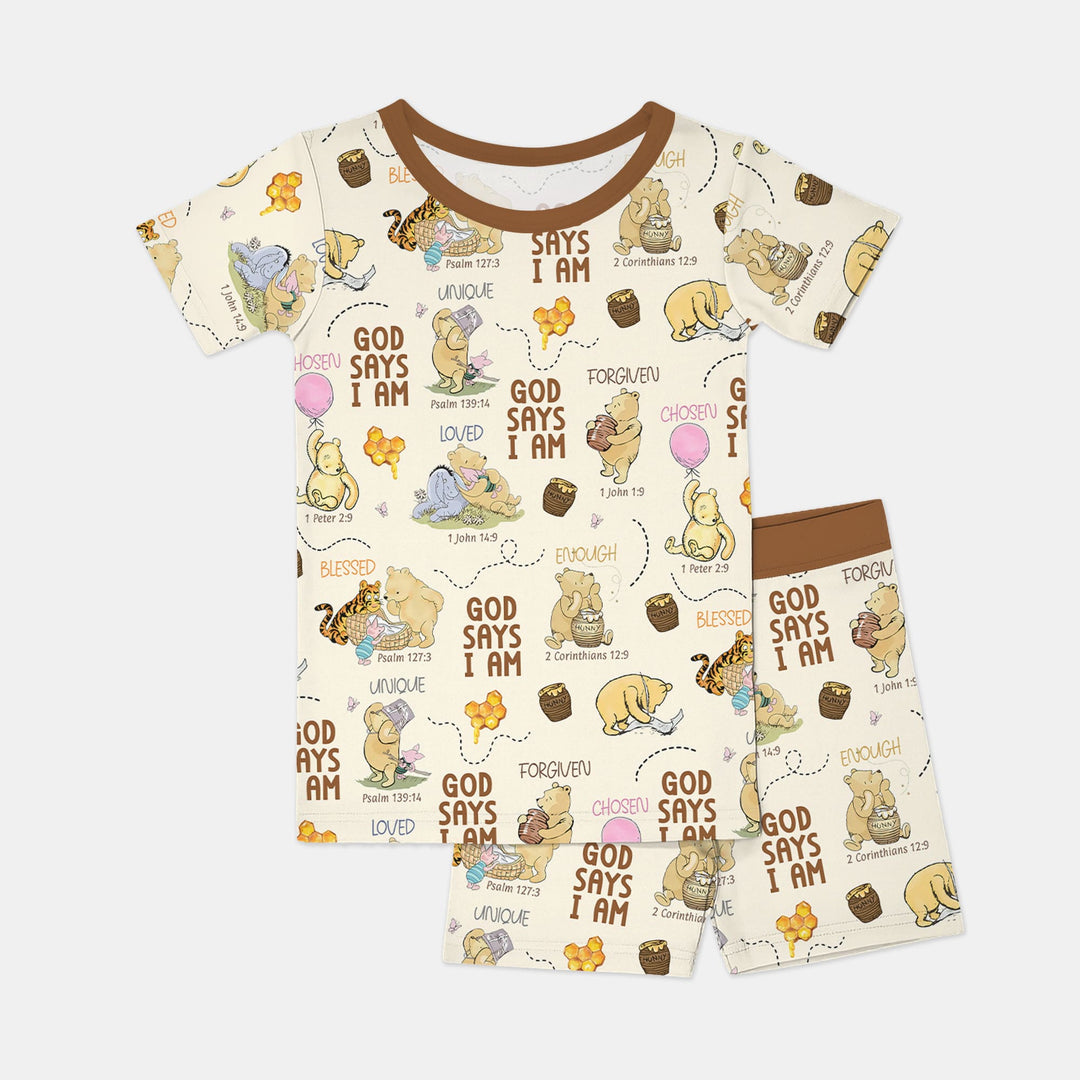 Template Zweiteiliges Pyjama-Set mit kurzen Ärmeln und Shorts