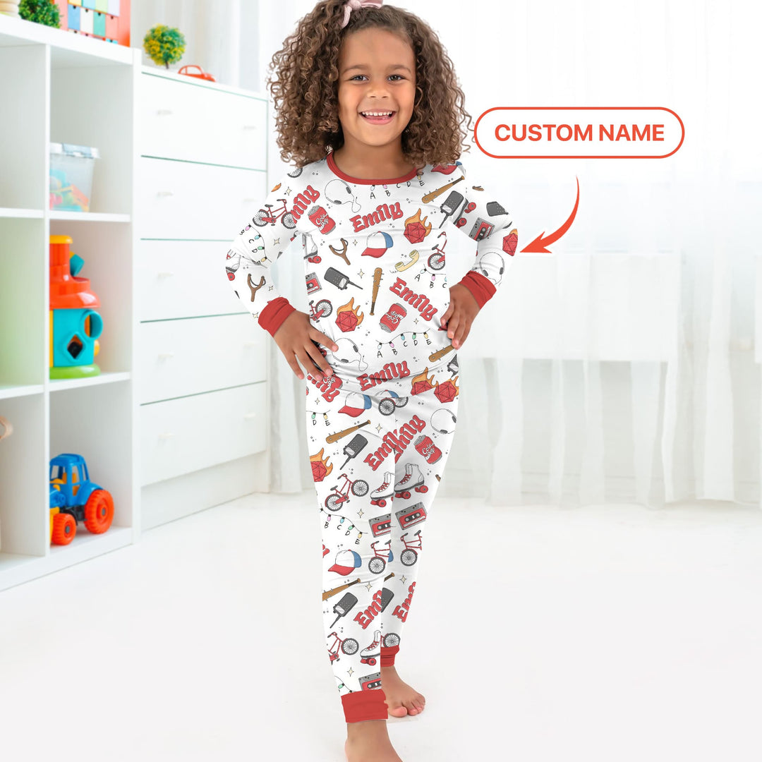 Custom Name Kids Adventure Two Piece Long Sleeve Pajama Set