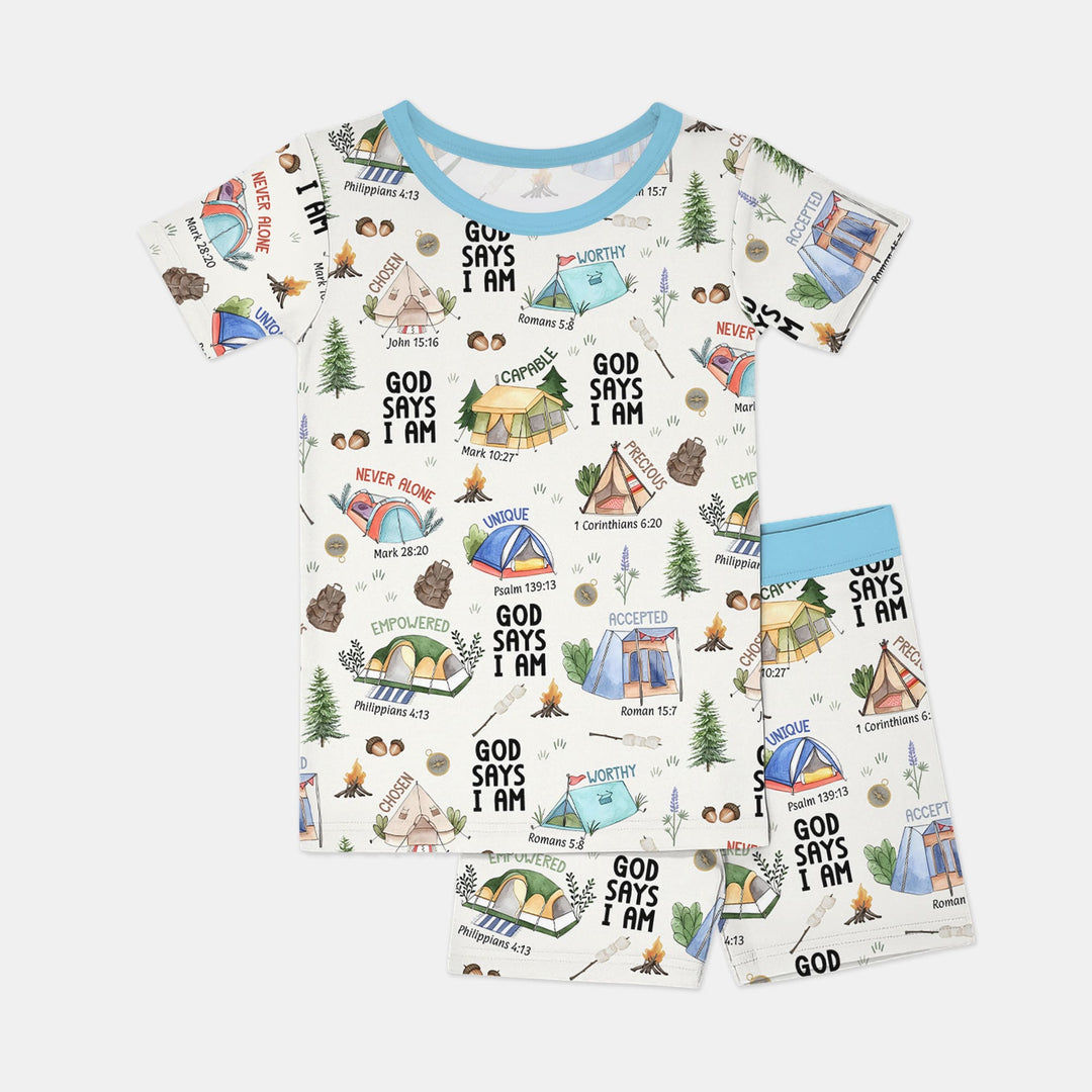 God Says I Am – Adventure Affirmations Short Sleeve Shorts Pajama Set