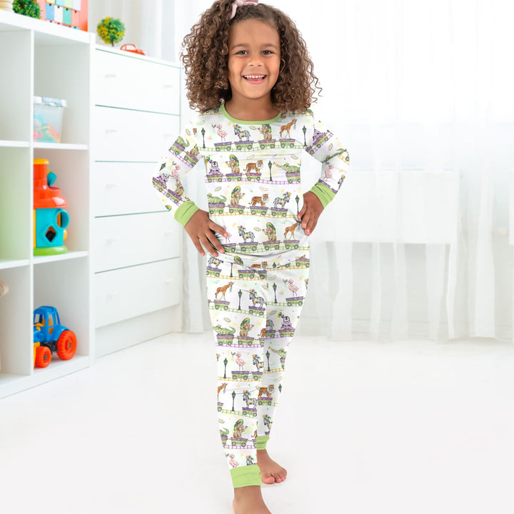 Mardi Gras Jungle Krewe Two Piece Long Sleeve Pajama Set