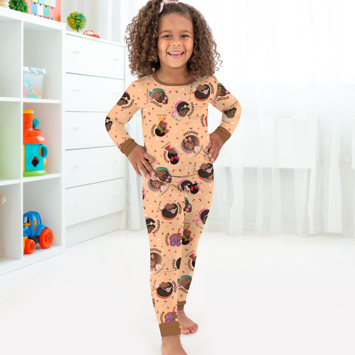 Zweiteiliges Langarm-Pyjama-Set mit Sommerfrüchten