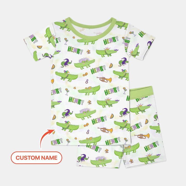 Zweiteiliges Pyjama-Set mit kurzen Ärmeln und Shorts im Sommer-Design