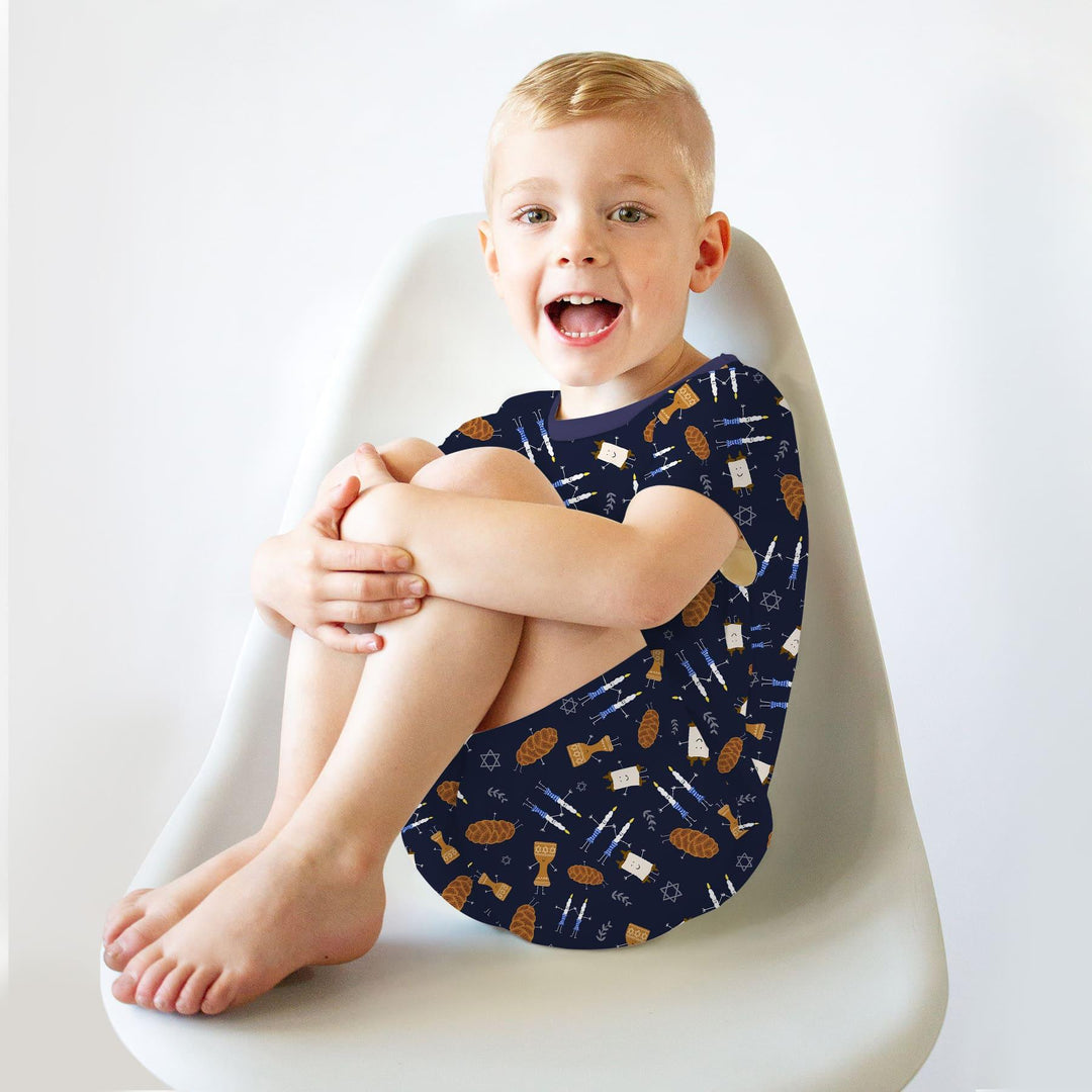 Shabbat Shalom Family Matching Two Piece Short Sleeve Shorts Pajama Set