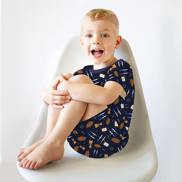 Shabbat Shalom Family Matching Two Piece Short Sleeve Shorts Pajama Set