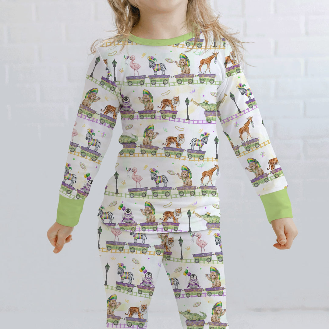 Mardi Gras Jungle Krewe Two Piece Long Sleeve Pajama Set