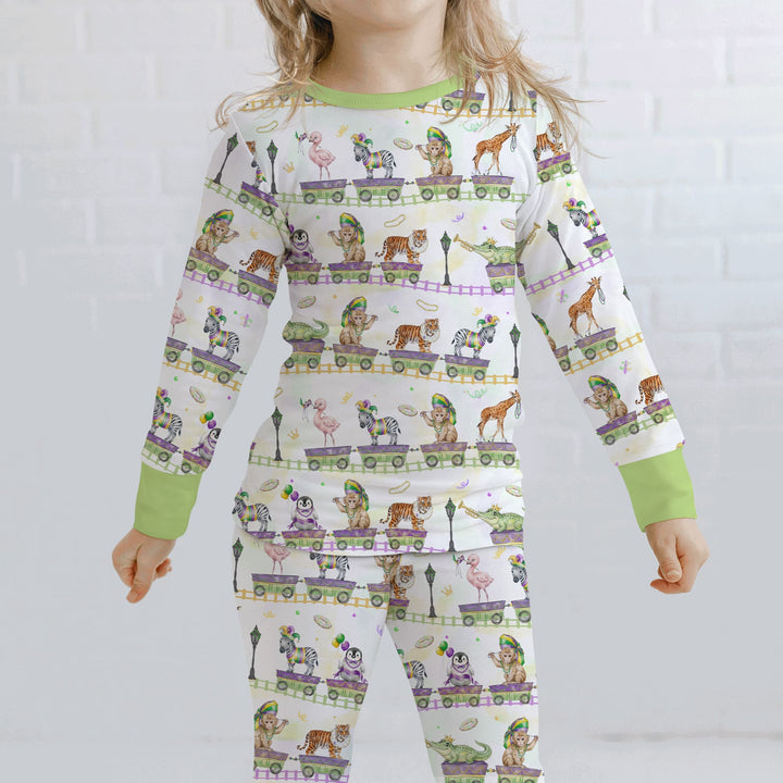 Mardi Gras Jungle Krewe Two Piece Long Sleeve Pajama Set