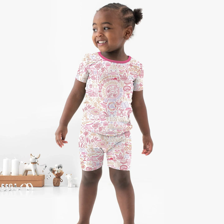 Template Zweiteiliges Pyjama-Set mit kurzen Ärmeln und Shorts