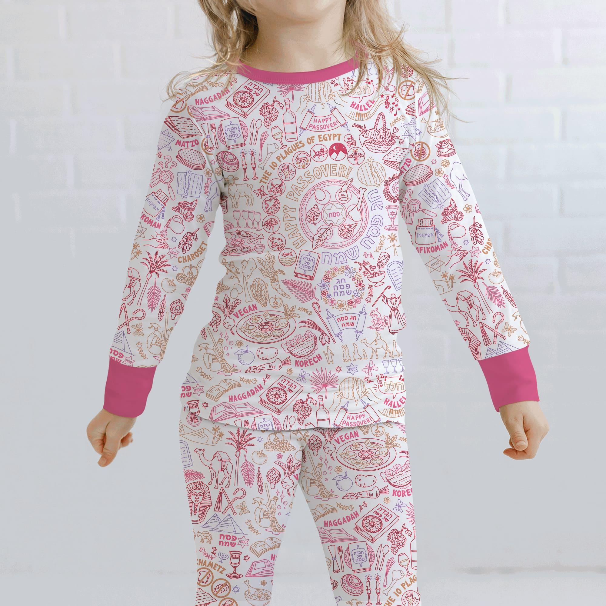 Zweiteiliges Langarm-Pyjama-Set mit Sommerfrüchten