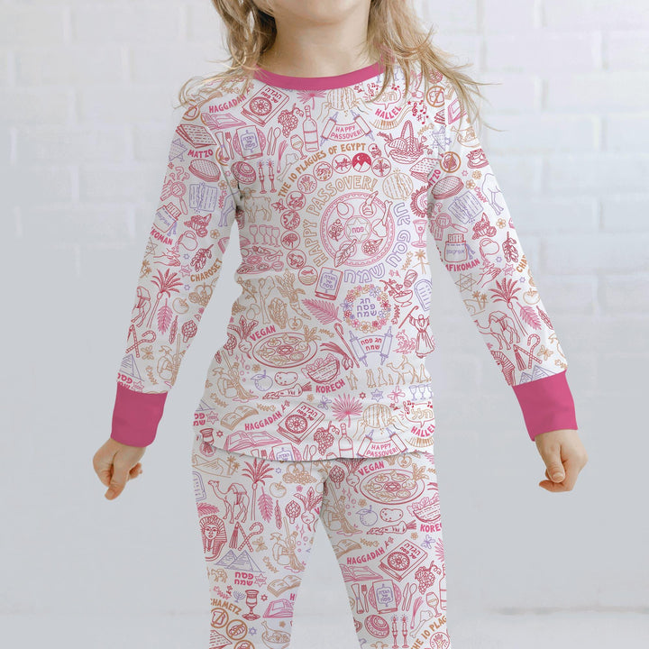 Zweiteiliges Langarm-Pyjama-Set mit Sommerfrüchten