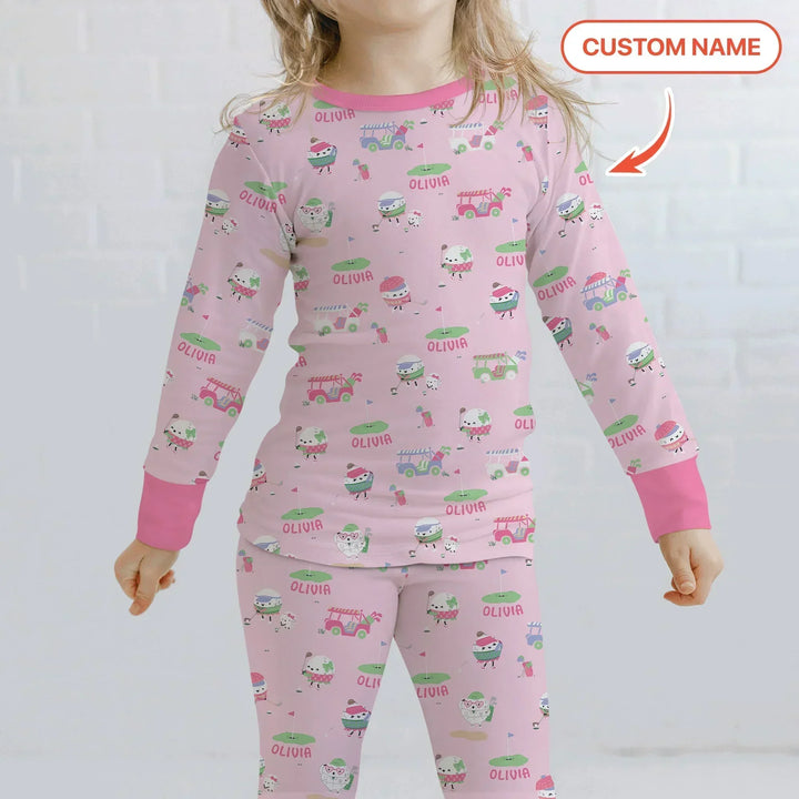 Cute Golf ball Two Piece Long Sleeve Pajama Set