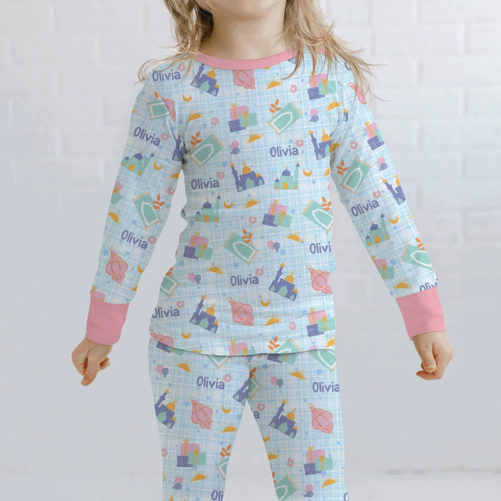 Zweiteiliges Langarm-Pyjama-Set mit Sommerfrüchten