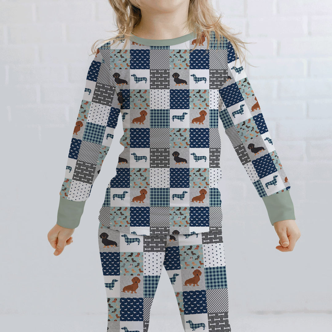 Playful Dachshund Delight Two Piece Long Sleeve Pajama Set