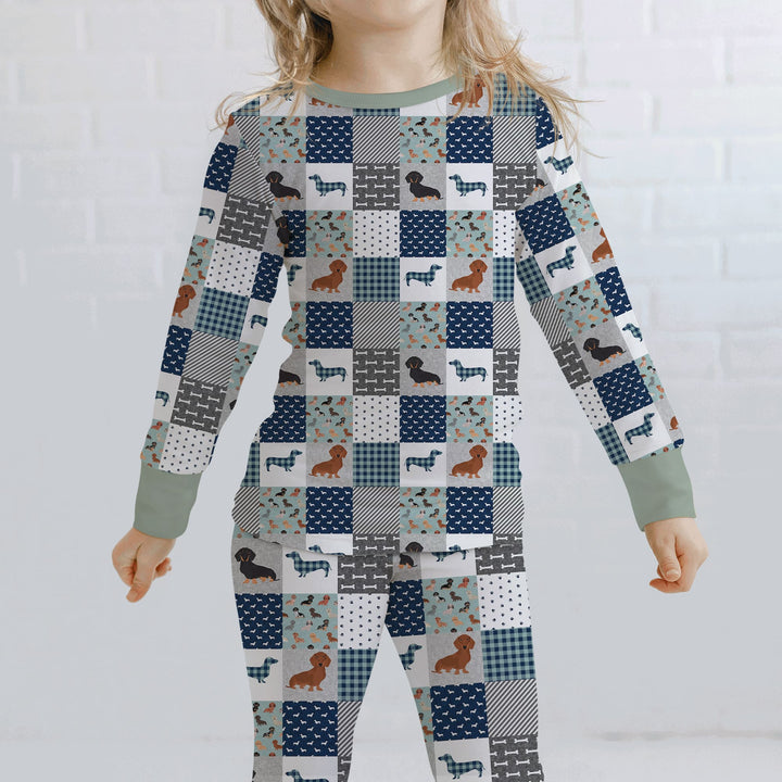 Playful Dachshund Delight Two Piece Long Sleeve Pajama Set