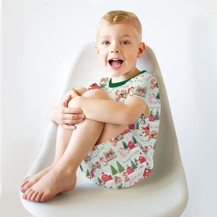 Christmas on Farm Two Piece Short Sleeve Shorts Pajama Set