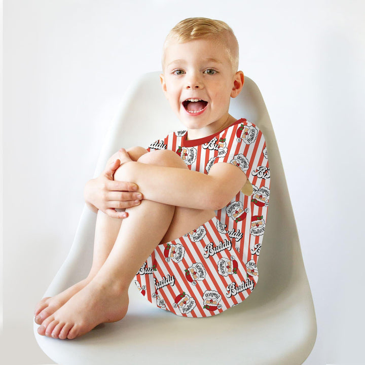 Christmas Santa Claus Custom Name Buddy Two Piece Short Sleeve Shorts Pajama Set