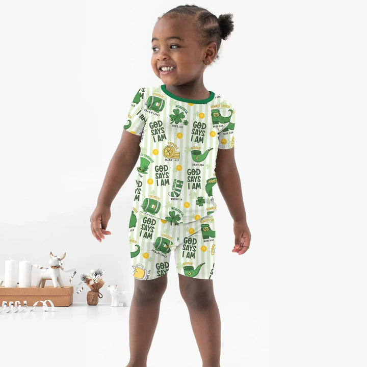 God Says I Am - Lucky & Loved Two Piece Short Sleeve Shorts Pajama Set