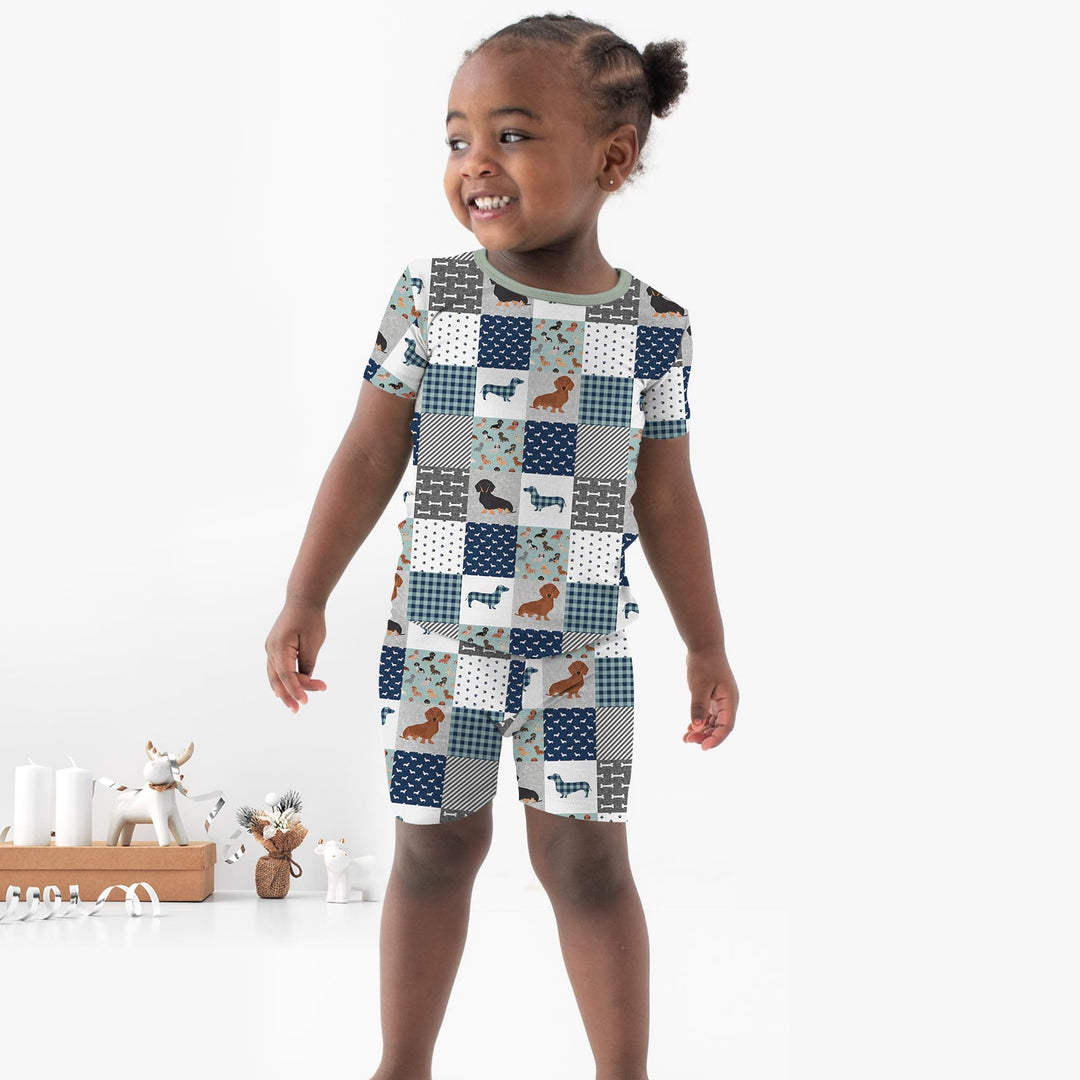 Playful Dachshund Delight Two Piece Short Sleeve Shorts Pajama Set
